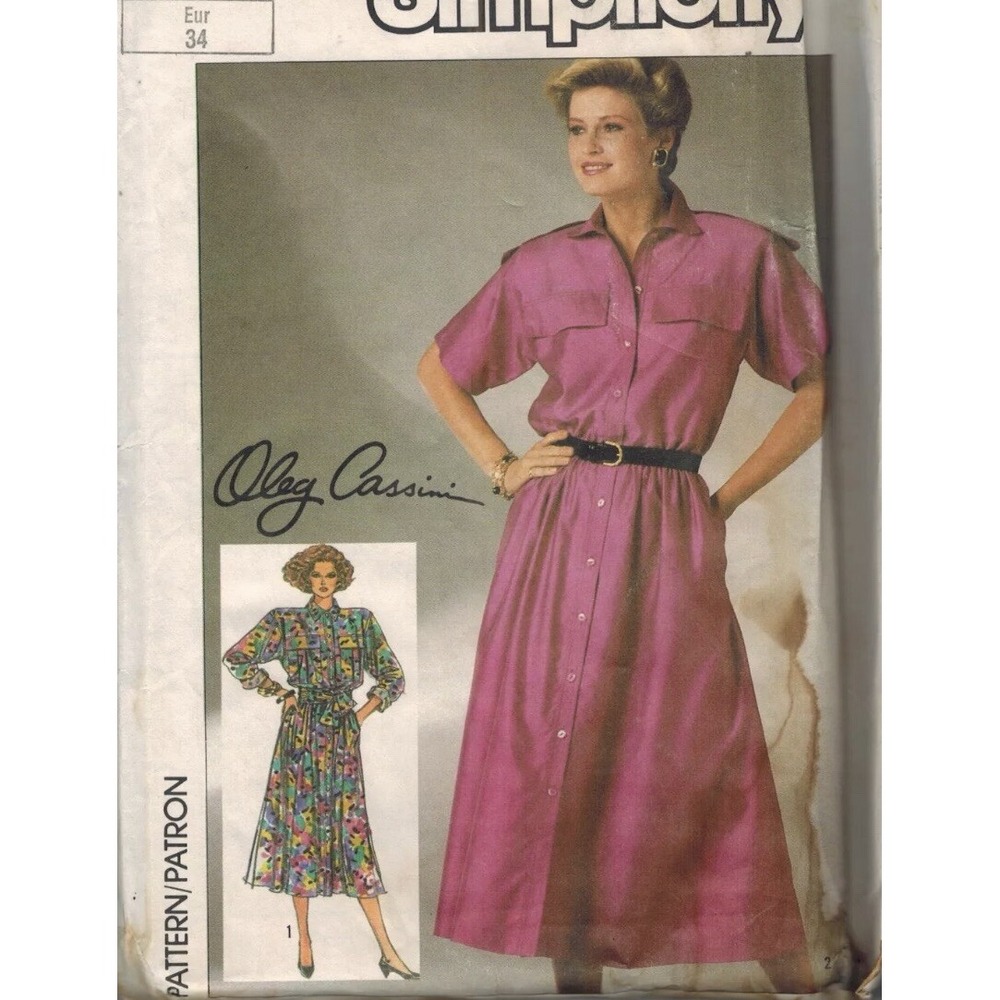 Simplicity 7367 Oleg Cassini Vintage Sewing Pattern Dress Uncut Size 10